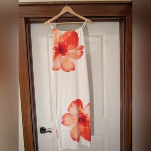 Floral Maxi Dress with Orange Flowers